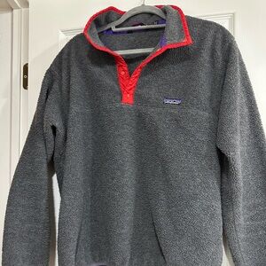 Vintage Patagonia synchilla Charcoal and red Snap-T Fleece